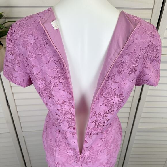 Rachel Parcell Pink Cap Sleeve Lace Sheath Dress Back Zip Womens Size 10 - Picture 8 of 11
